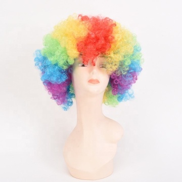Rainbow Clown Curly Afro Wig - Colorful Wig for Kids and Adults