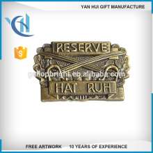 High quality gold die struck casting badge with butterfly clutch