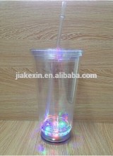 LED double wall straw lighting mug flashing mug