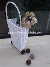 wicker shopping basket with wheels
