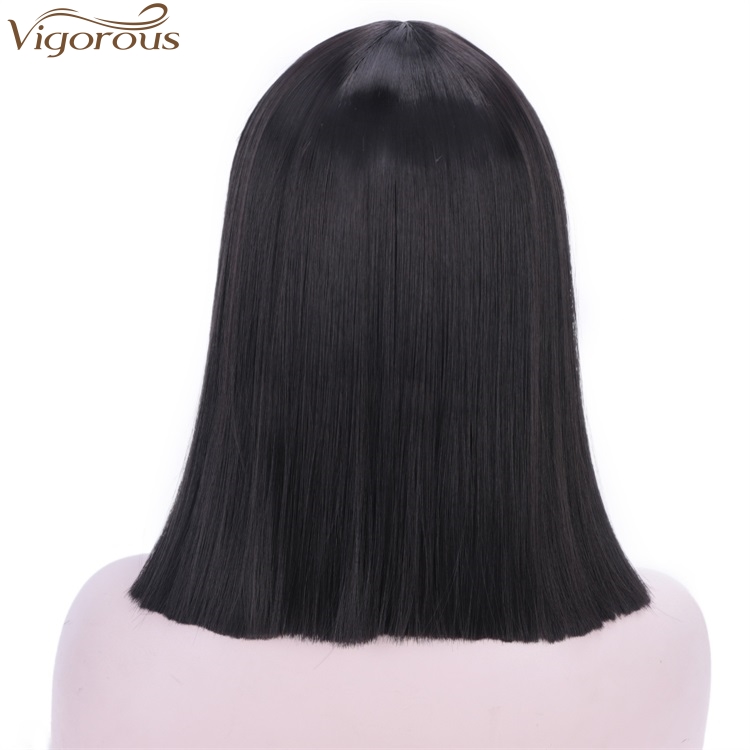 Vigorous Straight Short Blunt Cut Bob For Black Women Deep Middle Part Brazilian Wigs Heat Resistant Synthetic Cosplay Wigs