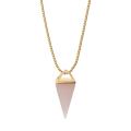 Collier en cristal de quartz pyramidal avec pendentif en quartz rose