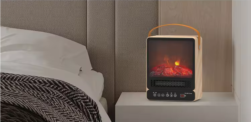 Fast Heating Small Indoor Portable Freestanding Mini Space Heater Electric Stove Fire Place Fireplace with Power Indicator Light