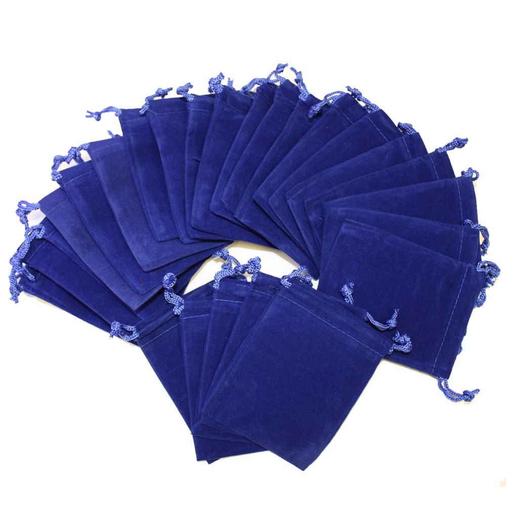 Chine supplier Dark blue velvet bag with blue string 
