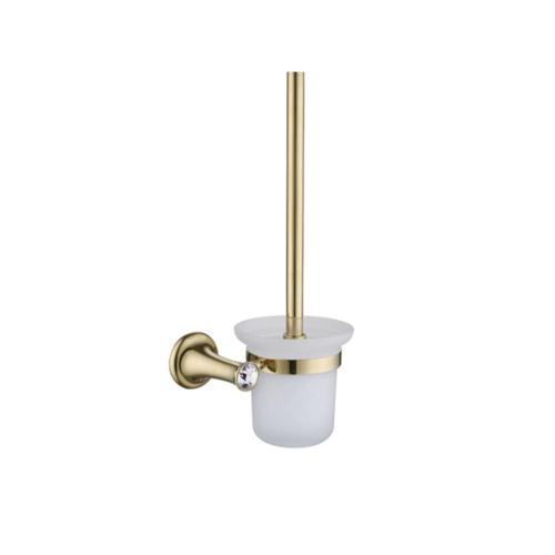 Brass Wall-Mounted Toilet Brush and Holder for Bathroom