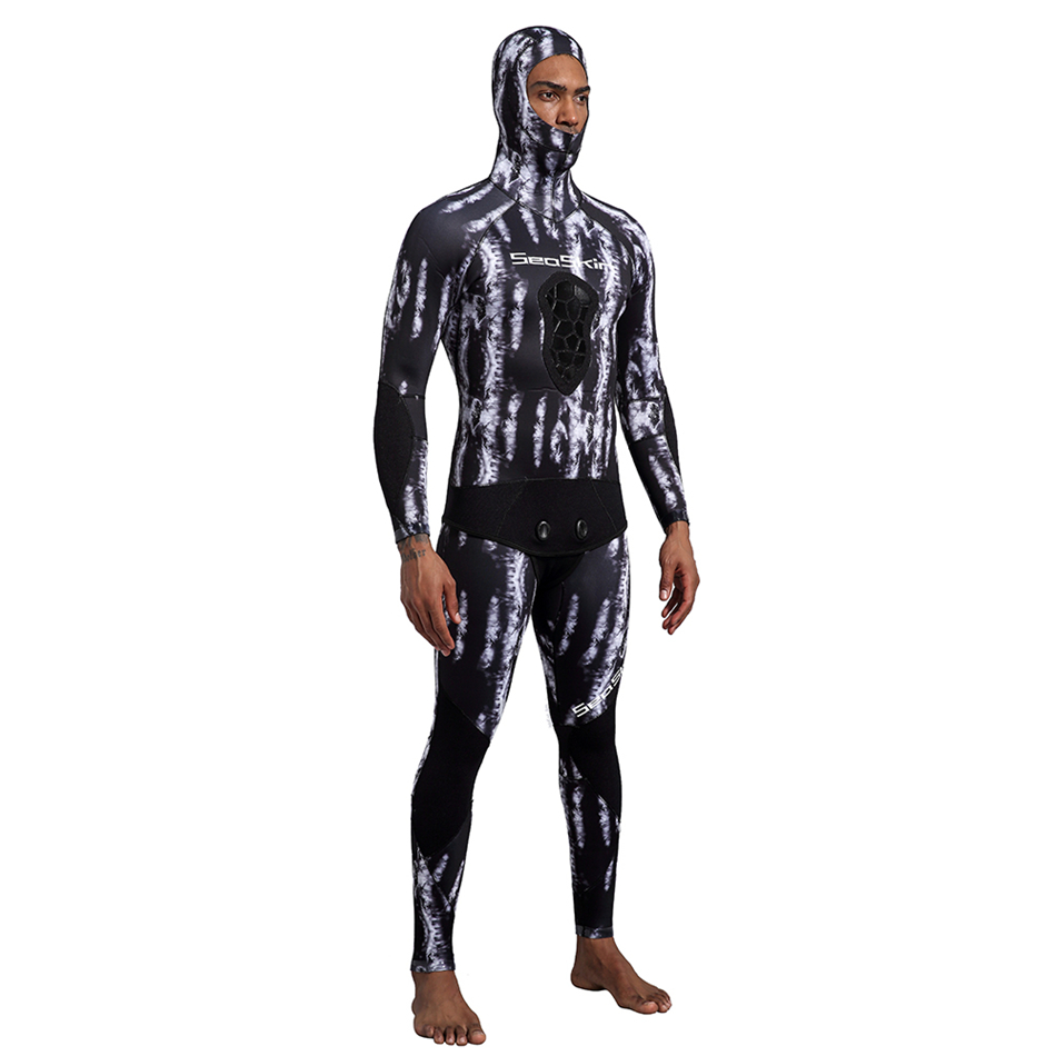 Seackin Mens Neoprene Hooded 2 τεμάχια καταδύσεων Wetsuits