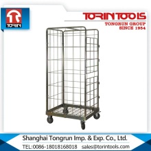 Four sides steel wire mesh roll trolley for warehouse Transport