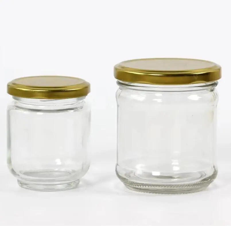 1oz 2oz 4oz 6oz 8oz 12oz 16oz 32oz Cylinder Transparent Storage Honey Glass Jars with Screw Metal Caps