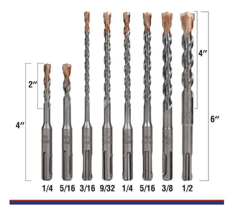 SDS Plus Hammer Drill Bit Set