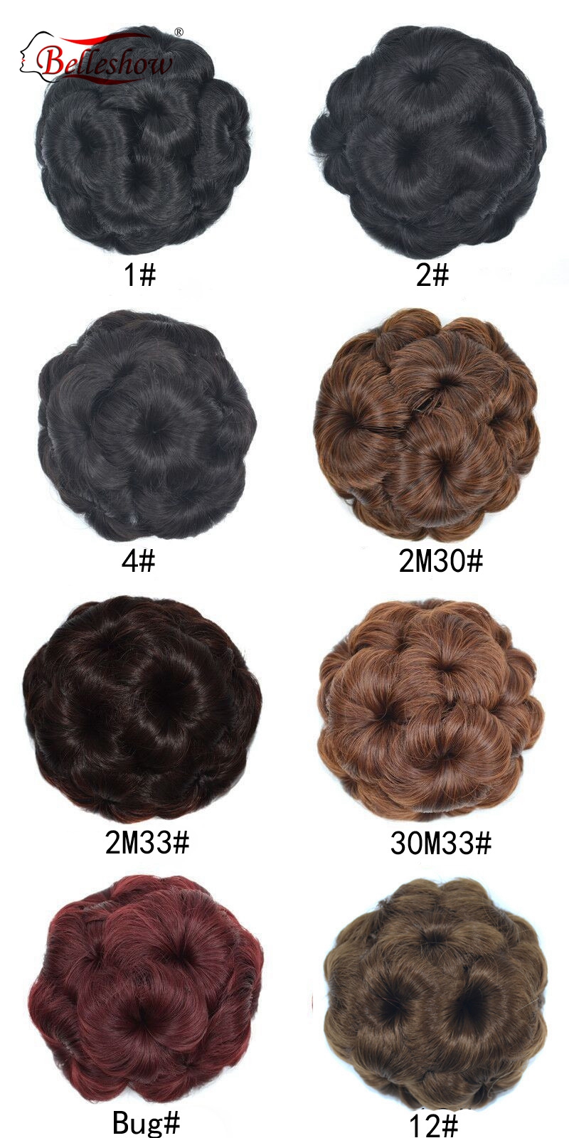 Hot sell white hair chignon toupet per chignon for women curly chignon synthetic hair bun