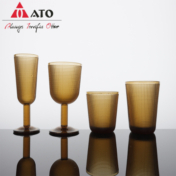 Modern Style Embossed Glass Tumbler Water Drinking Glass
