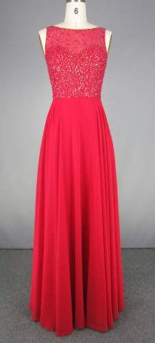 Crystal Beaded Floor Length Prom Evening Gown