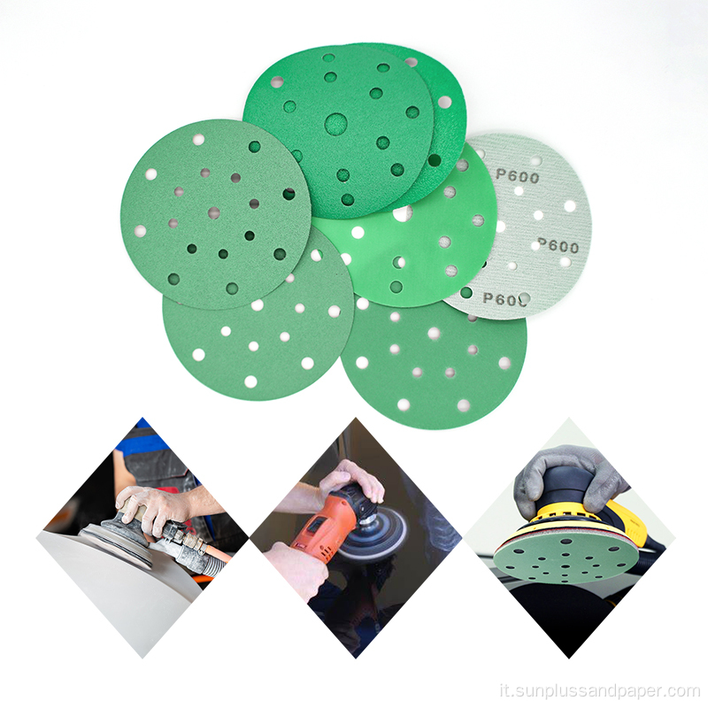 Gancio e ciclo di fissaggio di levigatura del disco verde colore