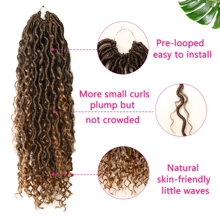 Julianna Ombre color18 inch curly faux locs crochet hair extensions river locs crochet goddess faux locs braid