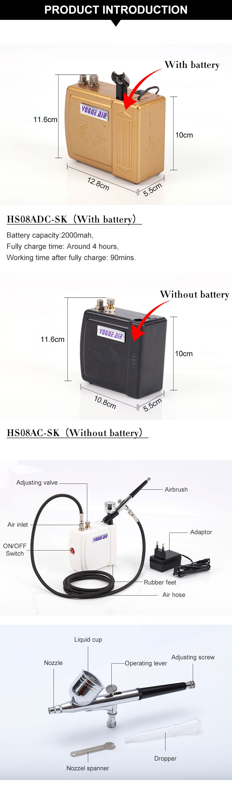 HS08AC-SK Small Airbrush Brow Machine Stain Airbrush Brow Tint