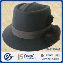black bucket hat, pure wool felt hat