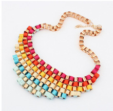 gold box chain colorful ribbon women choker necklaces fashion jewelry wholesale