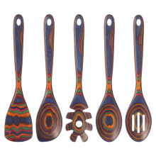 Pakka Wood Colored Kitchen Utensils Set: Wooden Cooking and Serving Tools