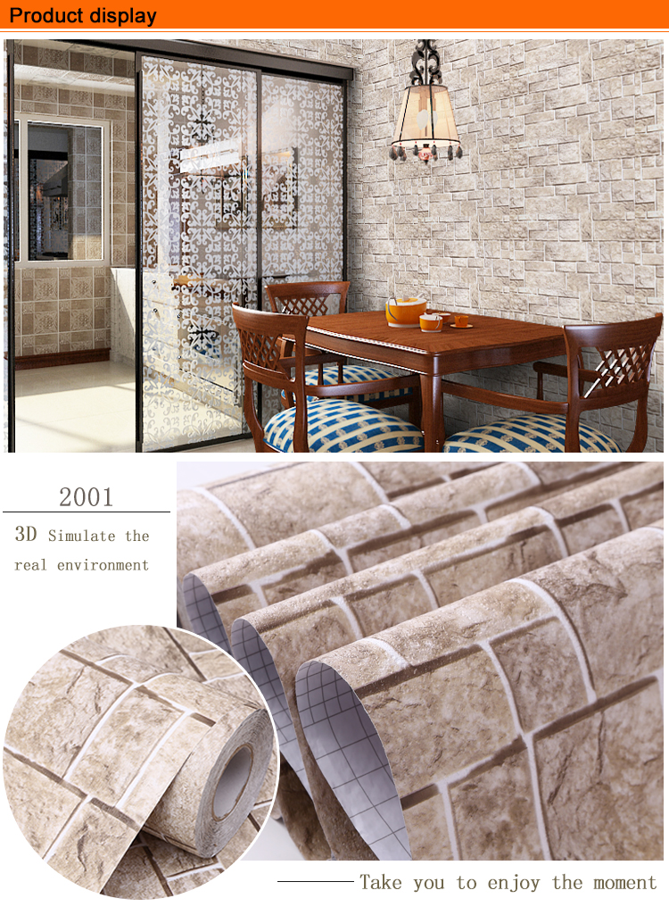 Wholesale Eco-friendly self adhesive 3d embossed brick wallpaper with cheap price for Leisure Facilities