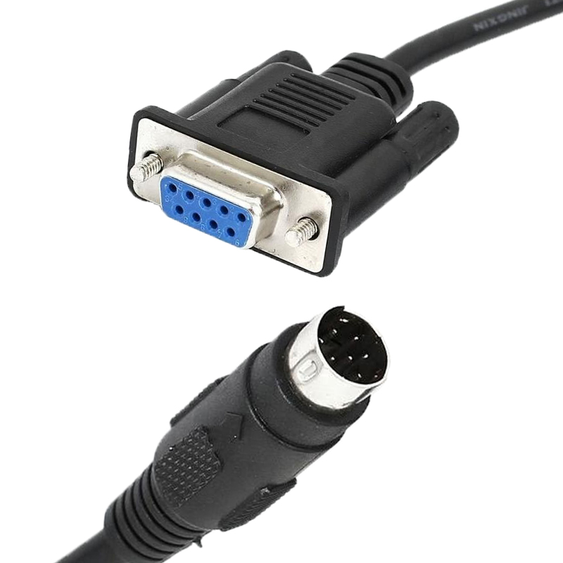 OEM High Compatible WIN10 DB9  Female RS232 Serial to 8 PIN MINI DIN Adapter PLC Downloading Cable