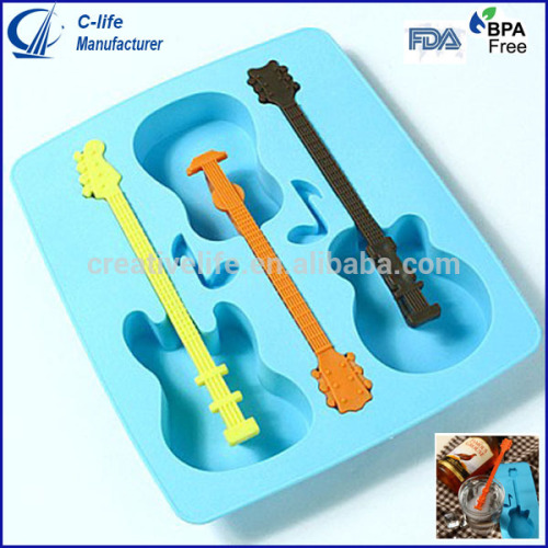 Guitar Silicone Ice Mold Ice Tray Ice Lolly Mold with Stirrer