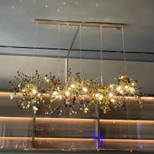 Modern Gold Leaf LED Pendant Light for Living Room