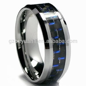 Tungsten Ring, New Blue and Black Carbon Fiber Inlay Tungsten Ring, Tungsten Ring with Carbon Fiber Inlay