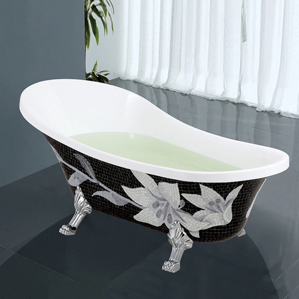 Oval Shape Free Standing with Mosaic Surround 4 Foot Bathtub