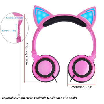 Fone de ouvido de gato com iluminação LED para crianças