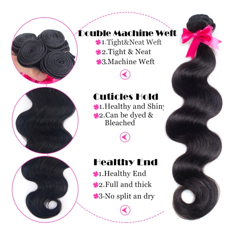 Usexy Free Sample Hair Bundles Virgin Malaysian Hair Body Wave Hair Bundles with Closure