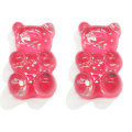 Resin  Cute Glitter Gummy  Bear Kawaii Charms Beads Flatback Cabochon  For DIY Earrings Decor slime Accessory