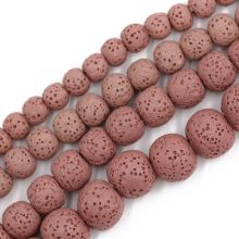 High quality jewelry  8mm round loose gemstone pink volcanic lava stone beads lava rocks