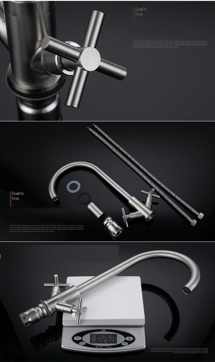 YL90011 High quality chrome mixer tap faucet, double handle kitchen mixer, 304 stainless steel kitchen faucet