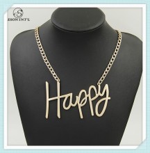 2015 New Designed Women Gold Simple Monogram Ltter Pendant Necklace