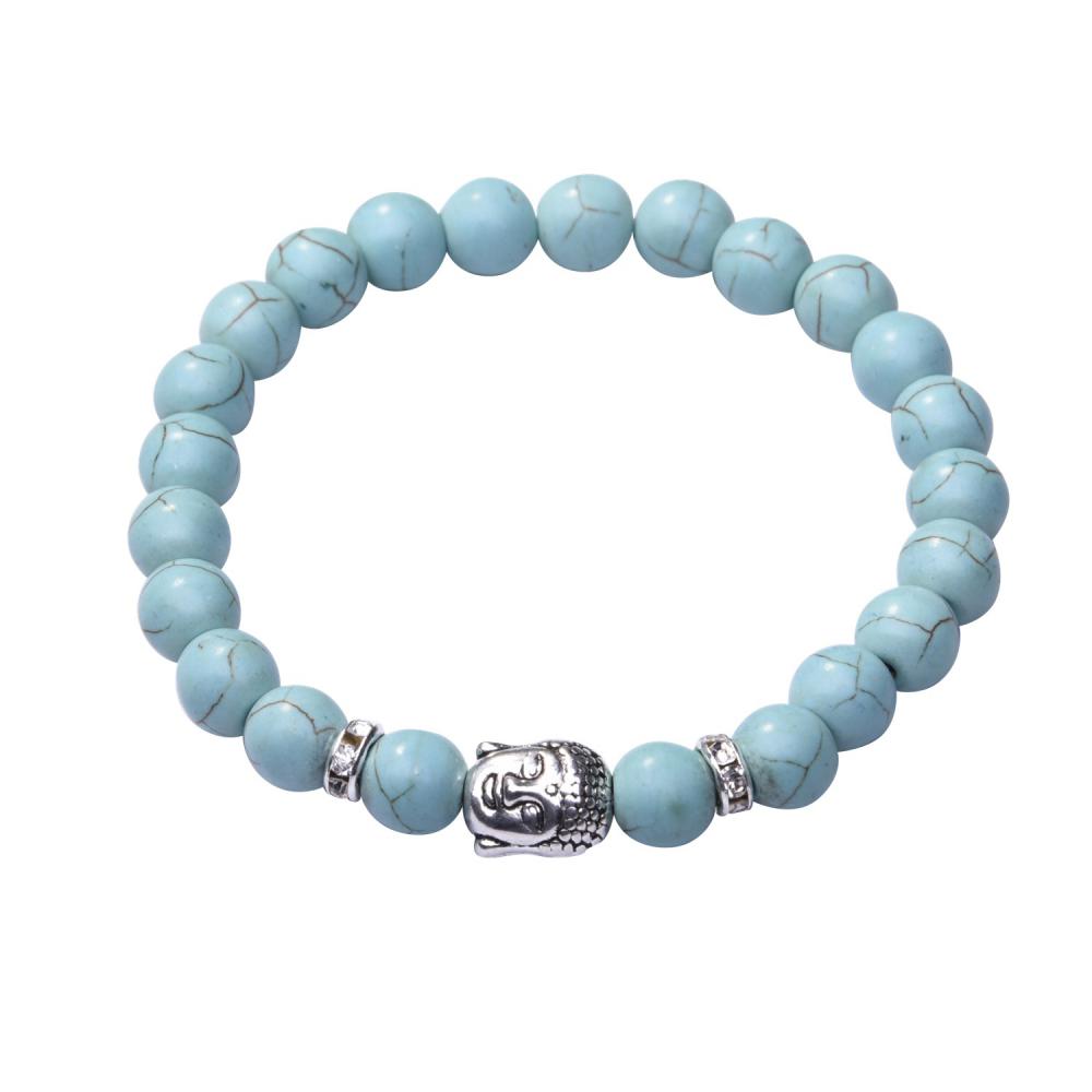 Turquoise 8MM pierres précieuses bouddhisme perles de prière Bracelet Bouddha Bijoux