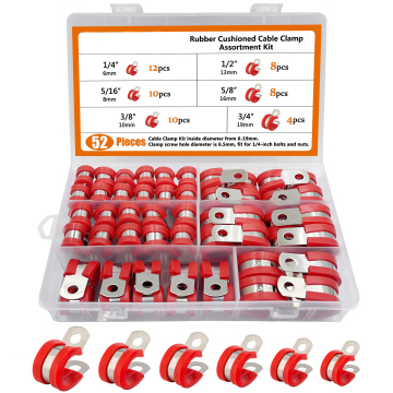 Stainless Steel Cable Clamp Kit with Rubber Cushioned Insulated Clamps and Metal Clamp Tube Holders