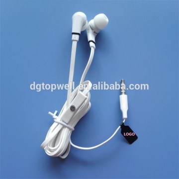 Flat cord custom printed sticker earphone in zipper polybag