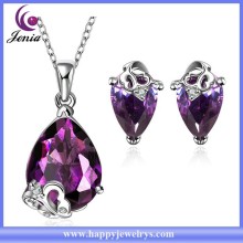 Beautiful design bling purple zircon design fashion 18k white gold filled jewelry set (KFVRS010)