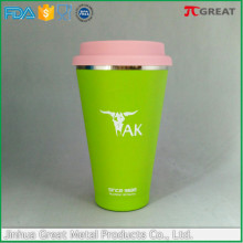 thermal insulated double layer stainless steel pint cup with rubber lid