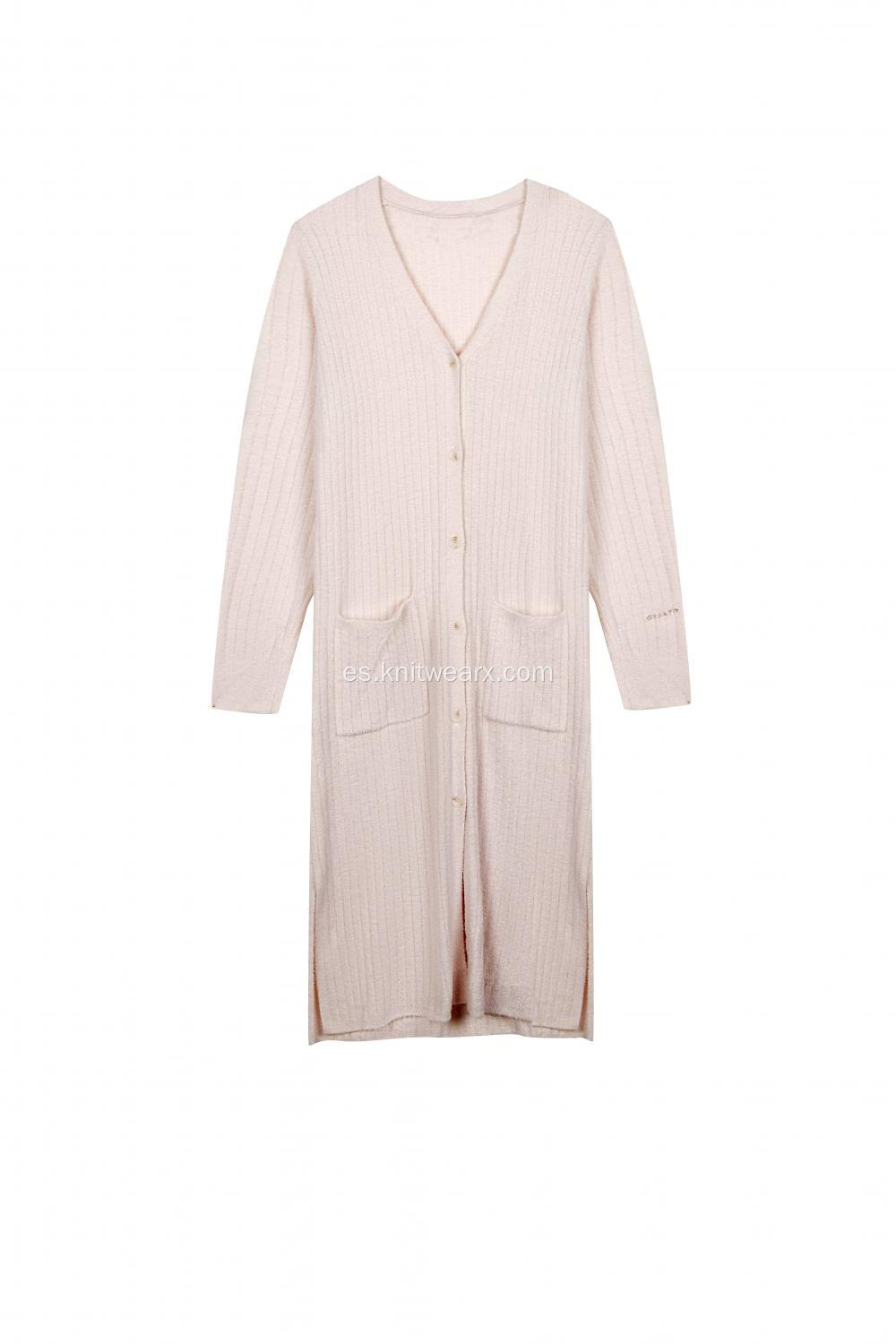 Conjunto de pijama y cárdigan de punto con botones y pantalón para mujer