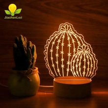 USB Mini Table Lamp - Cactus Lights LED Side Table Lamp with USB Outlet