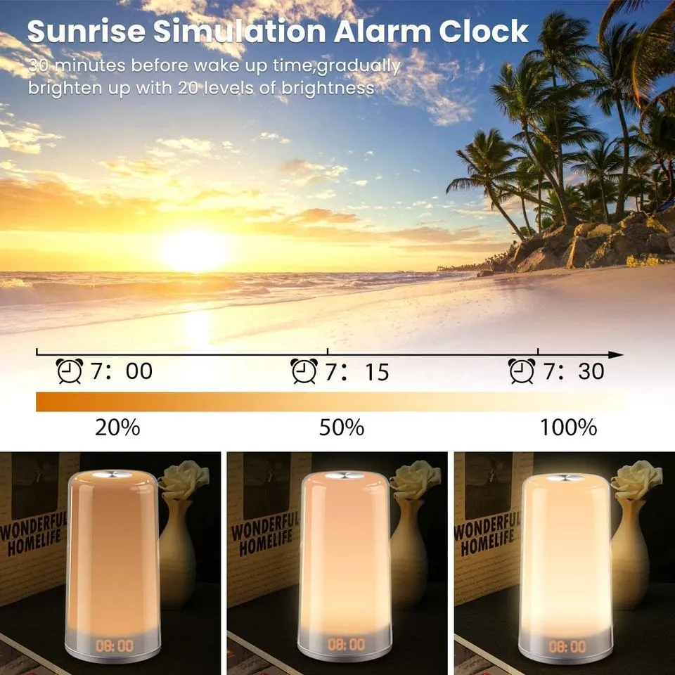 Wake-up Light Sunrise Simulation Digital LED Alarm Clock Touch Control