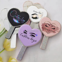 Bling Bling Beauty Heart Shape Compact Cosmetic Pocket Mirror with Private Logo - Portable Travel Makeup Mirror