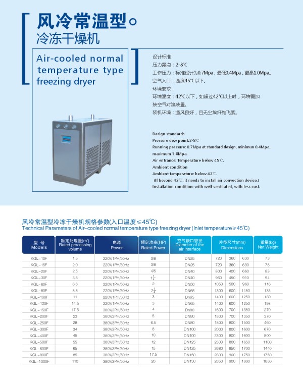 Air-Cooled Normal Temperature Type Freezing Dryer