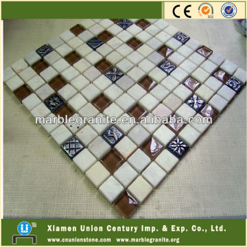 Marble and glass mosaic for swimming pool project