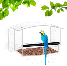 Window Bird Feeders: Acrylic Feeders with Removable Seed Trays - Outdoor Hanging Kit
