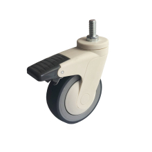 single piece full plastic caster wheel with brake