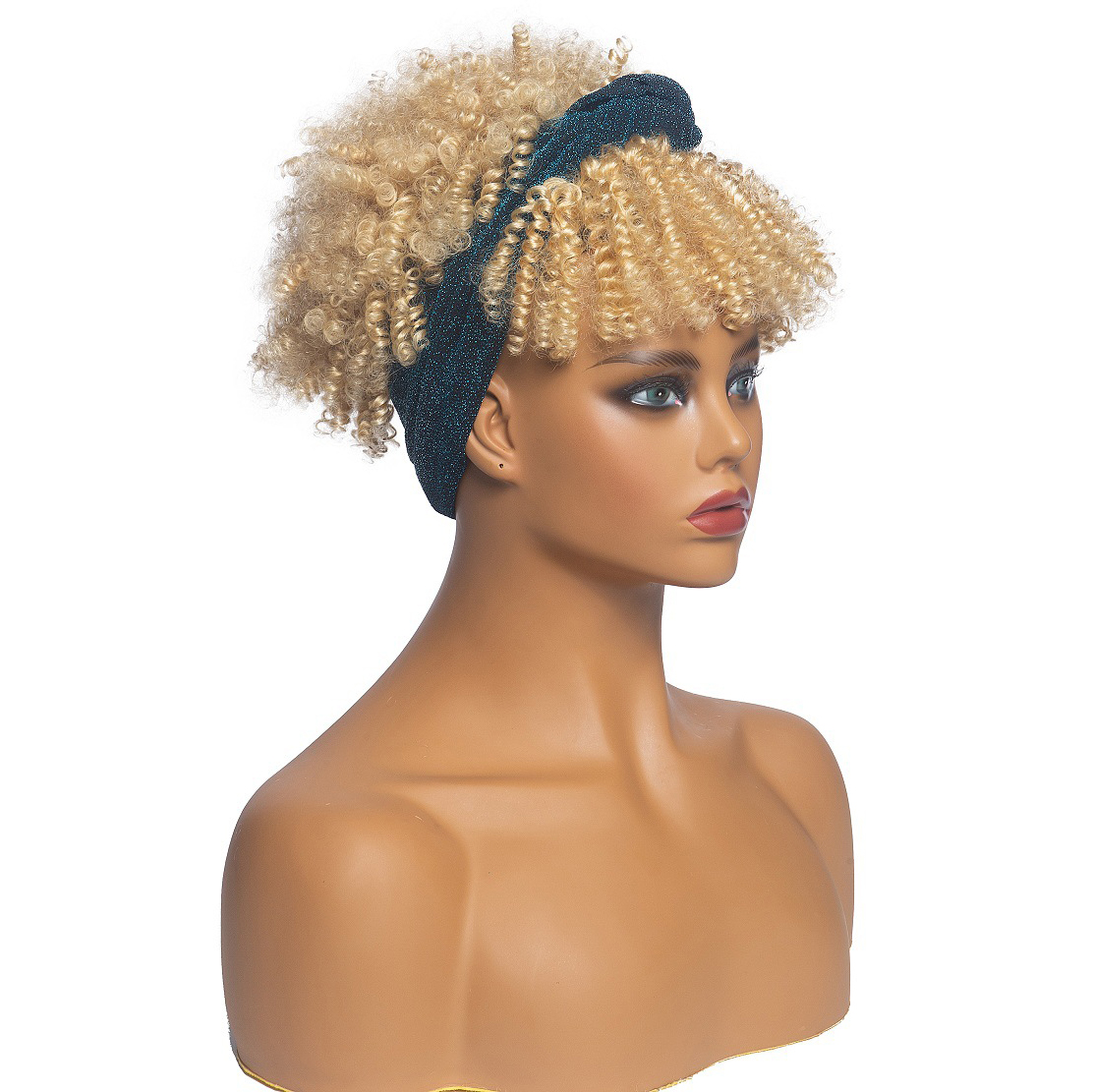 613 Blonde Wholesale Hair for Women Blond Scarf Wig Blue Hairband Short Afro Kinky Curly Headband Wig Synthetic Hair Wigs
