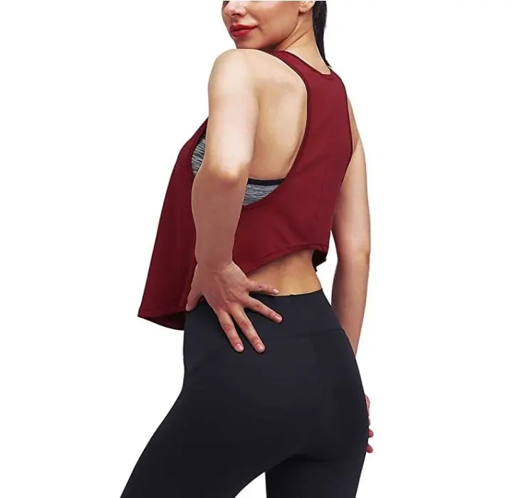 Women's Sexy Open Back Yoga Tops Backless Shirt Summer Workout Tank Top