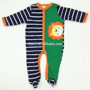 most visited 100% cotton custom black and white stripe lovely lion pattern baby clothing online